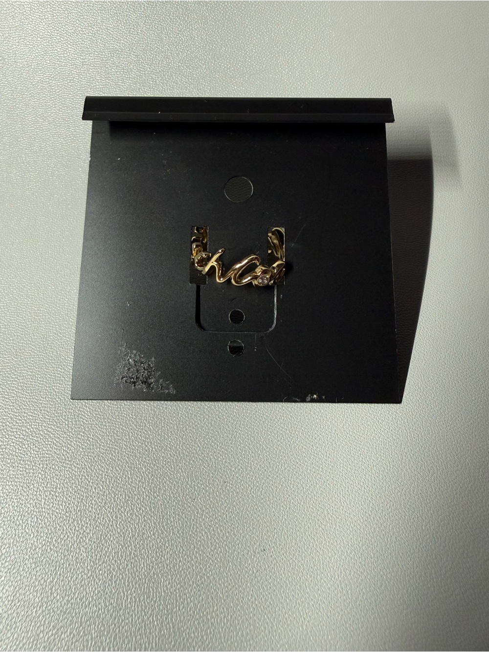 Coach Gold Script Logo Ring Crystal Accent Size 8 NWT- Price os Firm - Picture 3 of 4
